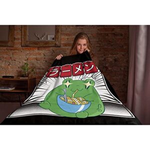 Frog Eat Ramen Blanket 90"x120" Extra Small for Pets Toddler Super Soft Blankets for livingroom, Couch, Sofa Flannel Lightweight Throw to Adults Kids Man Woman