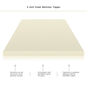 Continental Sleep 2-Inch Foam Topper,Adds Comfort to Mattress, CertiPUR-US Certified, Full, Off White