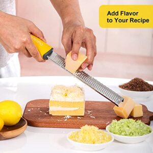 Dulcicasa Classic Zester and Grater - Professional Kitchen Lemon Zester for Lime, Cheese, Garlic, Ginger, Chocolate, Vegetables, Fruits, Dishwasher Safe (Narrow)