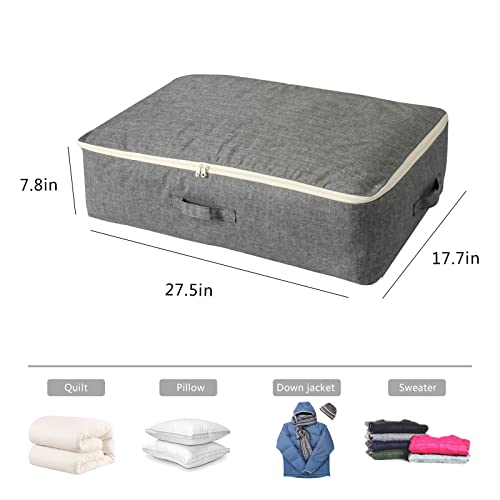 Quilt Storage Bag with 2 Way Zipper Bed Organizer Bag Under Bed Storage Bag Store Quilt Tops Clothes and Protect Fabrics for Closets, Bedrooms Grey