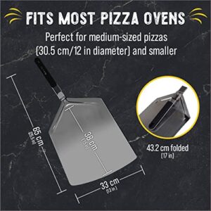 Checkered Chef Pizza Peel - Extra Large, Stainless Steel Metal Pizza Paddle with Folding Handle, Pizza Oven Accessories - 13 Inch x 15 Inch