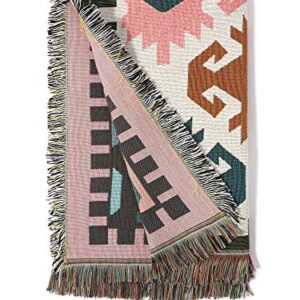 Sonemone Boho Throw Blankets Kilim Geometric Blankets with Tassel Double-Sided Throws Cover for Couch Chair Sofa Bed Outdoor Beach Travel 50"x60", Multicolor