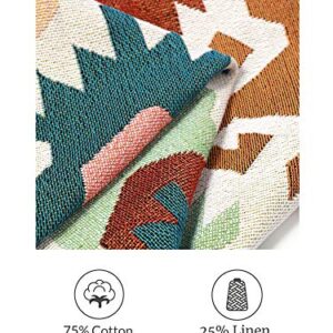 Sonemone Boho Throw Blankets Kilim Geometric Blankets with Tassel Double-Sided Throws Cover for Couch Chair Sofa Bed Outdoor Beach Travel 50"x60", Multicolor