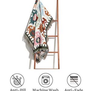 Sonemone Boho Throw Blankets Kilim Geometric Blankets with Tassel Double-Sided Throws Cover for Couch Chair Sofa Bed Outdoor Beach Travel 50"x60", Multicolor