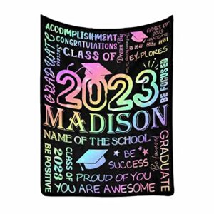 MyPupSocks Custom Blanket for 2023 Graduation, Class of 2023 Graduate Success Blanket Personalized Graduate Throw Blanket for Daughter Son Niece Sister, Customized Graduation Gifts for Him Her 30x40