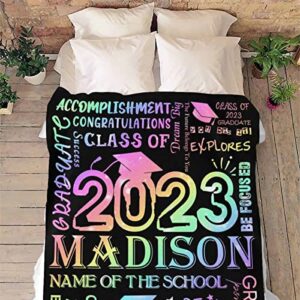 MyPupSocks Custom Blanket for 2023 Graduation, Class of 2023 Graduate Success Blanket Personalized Graduate Throw Blanket for Daughter Son Niece Sister, Customized Graduation Gifts for Him Her 30x40