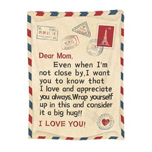 mowipowi to my mom blanket from daughter and son mom blanket,gifts for mom,throw blanket to my mom from daughter son,kiss hug letter to mom airmail fleece blanket, best mom ever gifts,