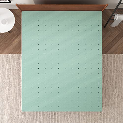 NapQueen 4 Inch Ventilated Green Tea Memory Foam Mattress Topper, Chic Green, CertiPUR-US Certified, Twin