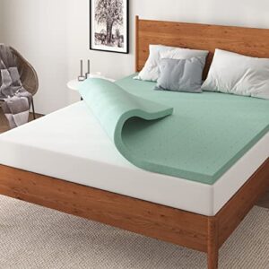 NapQueen 4 Inch Ventilated Green Tea Memory Foam Mattress Topper, Chic Green, CertiPUR-US Certified, Twin