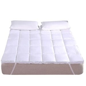 royal hotel bedding abripedic plush cotton mattress topper, top split king, 2 inches hypoallergenic overfilled down alternative anchor bands mattress topper