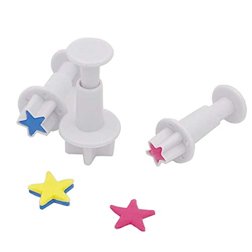 Star Mini Fondant Plunger Cutter Set Cake Cookies Cupcake Decorating Tool DIY Mold, 3-Pack,Small