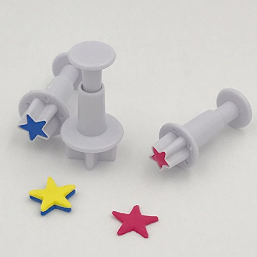 Star Mini Fondant Plunger Cutter Set Cake Cookies Cupcake Decorating Tool DIY Mold, 3-Pack,Small