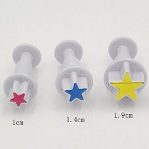 Star Mini Fondant Plunger Cutter Set Cake Cookies Cupcake Decorating Tool DIY Mold, 3-Pack,Small