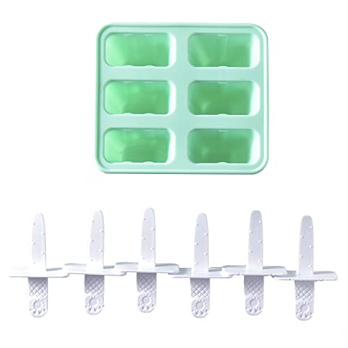 Popsicle Mould，Popsicle Molds 6 Pieces Silicone Ice Pop Molds BPA Free Popsicle Mold Reusable Easy Release Ice Pop Make (Green)