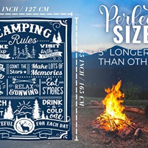 InnoBeta Camping Gifts for Women or Men Lovers Throw, Flannel Blanket, Happy Campers Decor Outdoor, RV Campsite Travel Hiking 50" x 65" - Camping Rules