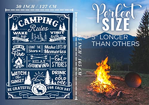 InnoBeta Camping Gifts for Women or Men Lovers Throw, Flannel Blanket, Happy Campers Decor Outdoor, RV Campsite Travel Hiking 50" x 65" - Camping Rules