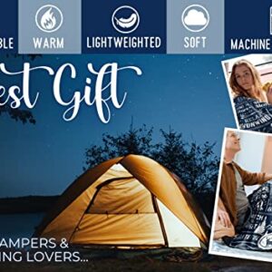 InnoBeta Camping Gifts for Women or Men Lovers Throw, Flannel Blanket, Happy Campers Decor Outdoor, RV Campsite Travel Hiking 50" x 65" - Camping Rules