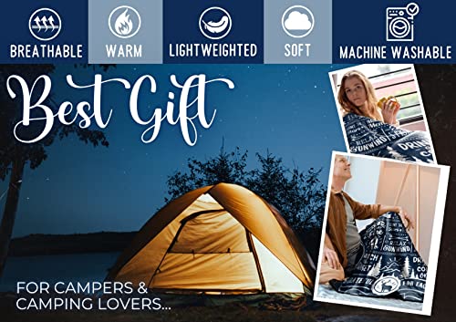 InnoBeta Camping Gifts for Women or Men Lovers Throw, Flannel Blanket, Happy Campers Decor Outdoor, RV Campsite Travel Hiking 50" x 65" - Camping Rules