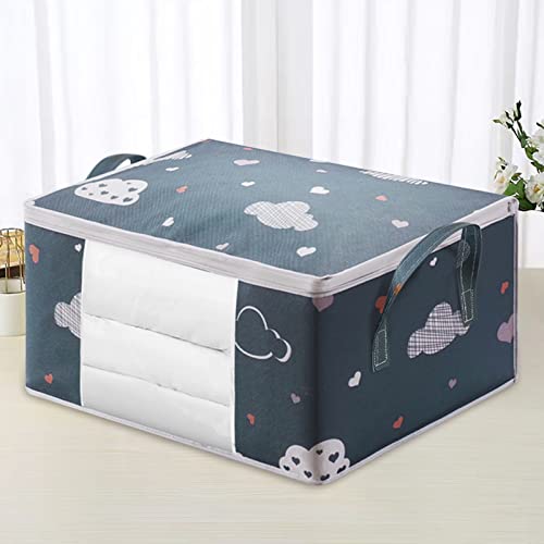 Large Capacity Clothes Storage Bag Cubes Closet Organizer with Reinforced Handle Thick Fabric for Comforters,Pillows,Blankets,Duvet,Bedding/Quilt, Foldable with Sturdy Zipper,Clear Window (#1 L-23x15x11in)