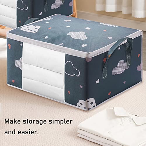 Large Capacity Clothes Storage Bag Cubes Closet Organizer with Reinforced Handle Thick Fabric for Comforters,Pillows,Blankets,Duvet,Bedding/Quilt, Foldable with Sturdy Zipper,Clear Window (#1 L-23x15x11in)