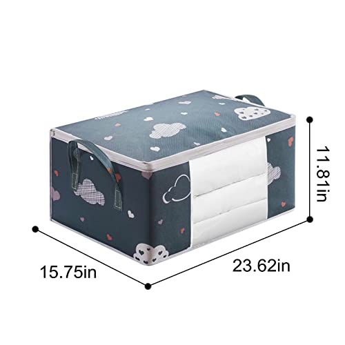 Large Capacity Clothes Storage Bag Cubes Closet Organizer with Reinforced Handle Thick Fabric for Comforters,Pillows,Blankets,Duvet,Bedding/Quilt, Foldable with Sturdy Zipper,Clear Window (#1 L-23x15x11in)