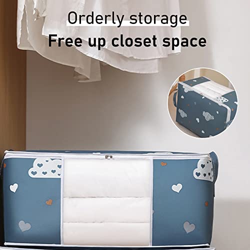 Large Capacity Clothes Storage Bag Cubes Closet Organizer with Reinforced Handle Thick Fabric for Comforters,Pillows,Blankets,Duvet,Bedding/Quilt, Foldable with Sturdy Zipper,Clear Window (#1 L-23x15x11in)