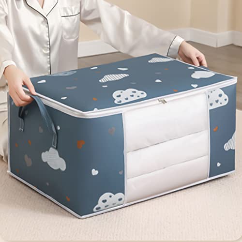 Large Capacity Clothes Storage Bag Cubes Closet Organizer with Reinforced Handle Thick Fabric for Comforters,Pillows,Blankets,Duvet,Bedding/Quilt, Foldable with Sturdy Zipper,Clear Window (#1 L-23x15x11in)