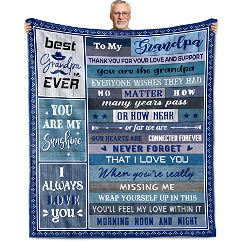 Sqovulw Gifts for Grandpa, Fathers Day Grandpa Gifts from Grandchildren, Grandpa Birthday Gifts, Best Grandpa Gifts, to My Grandpa Blanket, Grandpa Christmas Retirement Gifts Throw Blanket 60x50 Inch