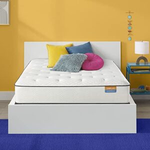 simmons dreamwell collection, 13.5 inch americus queen size traditional mattress, firm feel, white, gel foam, innerspring, supportive, cooling, certipur-us certified