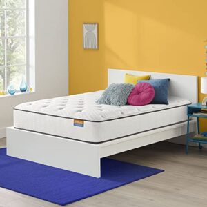 Simmons Dreamwell Collection, 13.5 Inch Americus Queen Size Traditional Mattress, Firm Feel, White, Gel Foam, Innerspring, Supportive, Cooling, CertiPUR-US Certified