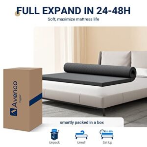 Avenco Gel Memory Foam Mattress Topper, Full Size Mattress Topper 2 Inch, Cooling Mattress Topper Full Size Bed with Breathable, Gel-Infused CertiPUR-US Foam for Pressure-Relief, Grey (AC-T5FM05)