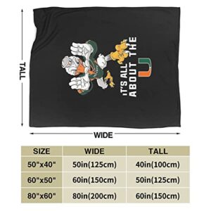 Its All About The Miami Hurricanes Throw Blanket Fleece Blanket 50"X40" Light Anti-Pilling Flannel Super Soft Comfortable and Luxurious Bed Flannel Fleece Blanket Throw