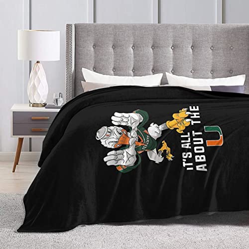 Its All About The Miami Hurricanes Throw Blanket Fleece Blanket 50"X40" Light Anti-Pilling Flannel Super Soft Comfortable and Luxurious Bed Flannel Fleece Blanket Throw