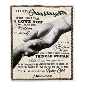 centurytee personalized to my granddaughter from grandma nana never forget that i love you great birthday graduation christmas fleece blanket (50 x 60 inches - youth size)
