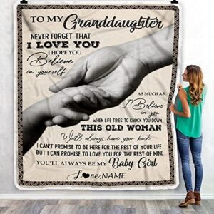 CenturyTee Personalized to My Granddaughter from Grandma Nana Never Forget That I Love You Great Birthday Graduation Christmas Fleece Blanket (50 x 60 Inches - Youth Size)