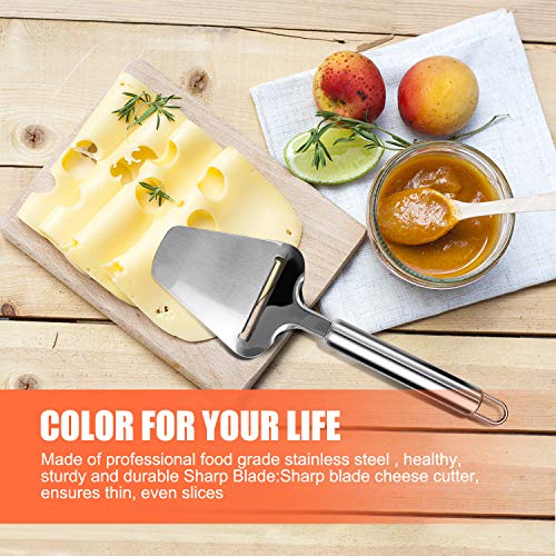 2 Pieces Stainless Steel Wire Cheese Slicer with Cheese Plane Tool, Adjustable Thickness Cheese Cutter for Soft, Semi-Hard, Hard Cheeses Kitchen Cooking Tool, Grey