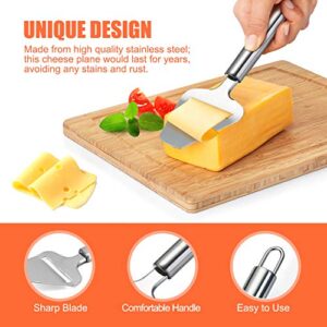 2 Pieces Stainless Steel Wire Cheese Slicer with Cheese Plane Tool, Adjustable Thickness Cheese Cutter for Soft, Semi-Hard, Hard Cheeses Kitchen Cooking Tool, Grey