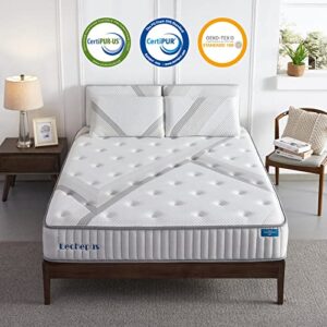 Twin Size Mattress, Lechepus 10 Inch Medium Firm Hybrid Mattress, Pocket Innerspring with Memory Foam for Motion Isolation, Breathable Tight Top Mattress in Box, CertiPur-US