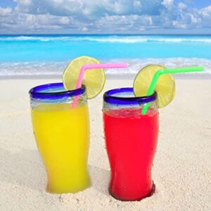 ALINK 500-PCS Neon Colored Flexible Drinking Straws, Plastic Disposable Bendy Straws - 7.75" x 0.23"