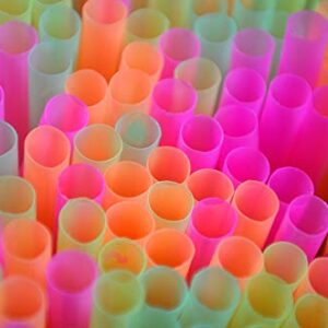 ALINK 500-PCS Neon Colored Flexible Drinking Straws, Plastic Disposable Bendy Straws - 7.75" x 0.23"