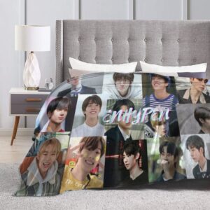 kpop enhypen merch throw blanket characters collage blanket soft warm bed blanket for travelling camping living room sofa bedroom 80"x60"
