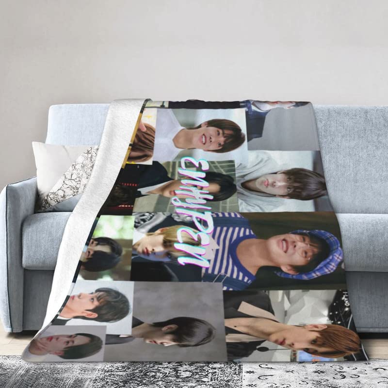 Kpop ENHYPEN Merch Throw Blanket Characters Collage Blanket Soft Warm Bed Blanket for Travelling Camping Living Room Sofa Bedroom 80"X60"