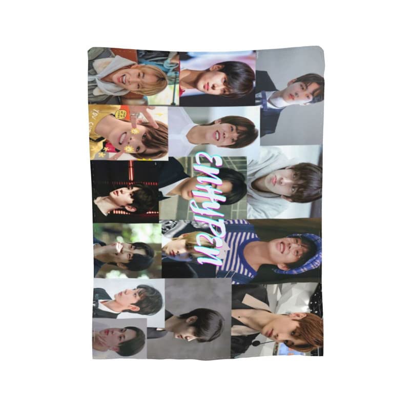 Kpop ENHYPEN Merch Throw Blanket Characters Collage Blanket Soft Warm Bed Blanket for Travelling Camping Living Room Sofa Bedroom 80"X60"