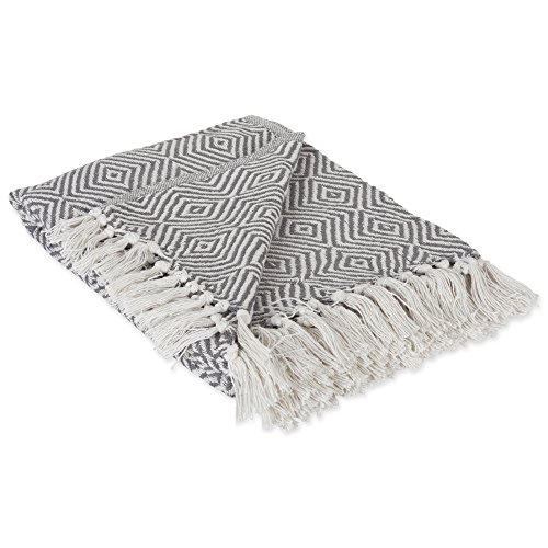 DII Diamond Throw Collection Woven Cotton, 50x60, Mineral Gray