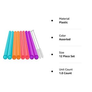 Extra Wide 0.51 inches Reusable Hard Smoothie Straws, Great for Bubble Tea, Boba Tea Milkshakes,10.25 Inches Long, 8 Pieces Jumbo Eco-Friendly Plastic Straws 2 Cleaning Brushes 1 Storage Bag BPA Free