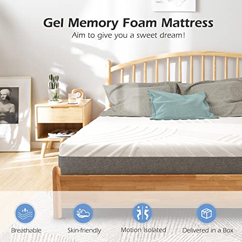 Giantex Memory Foam Mattress, 8 inch Mattress Full with Gel Infused Memory Foam & Bamboo Charcoal Foam for Cool Refreshing Sleep, Medium Firm, Hybrid Bed Mattress in a Box