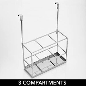 mDesign Steel Bathroom Over Cabinet Door Hair Tool Storage Organizer Accessory Basket Tray, Hang Holder for Hair Dryer, Straightener, Curling Iron, Styling Products, Citi Collection, Chrome