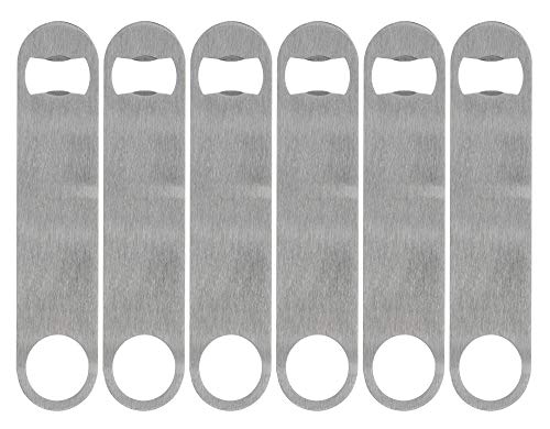 Kiseer Heavy Duty Stainless Steel Flat Bottle Opener, 6 Pack Beer Bottle Opener for Kitchen, Bar or Restaurant