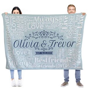 gifts for her - personalized throw blanket for couple gifts, 40" x 60" fleece blanket - 6 design & 30 color options, wedding gifts for couples, custom housewarming gifts for new home - d4