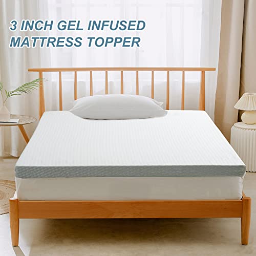 ONLIMET Mattress Topper California King, 3 Inch Gel Memory Foam Mattress Topper for Body Support & Pressure Relief with Breathable & Removable & Washable Bamboo Fiber Cover (72X84'')
